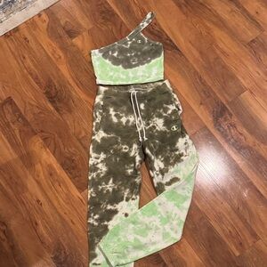 Champion Olive and Lime Tie-Dye Jogger Set